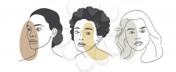 Multi-ethnic beauty. Different ethnicity women - Caucasian, African, Asian. Vector illustration