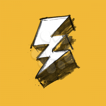 Lightning grunge icon. Vector. Isolated on white background.