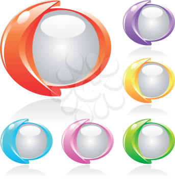 Set of futuristic shiny buttons in different colors