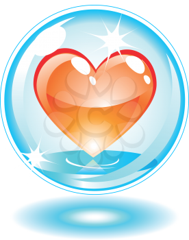 Orange heart in a bubble