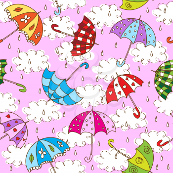 Seamless pattern with cute umbrellas