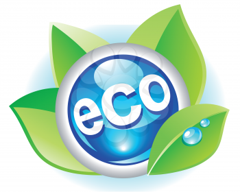 Ecology button with leaves