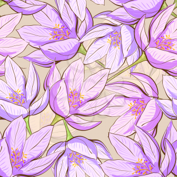 Seamless floral pattern with crocus