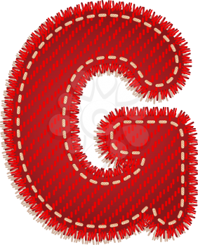 Letter G from red textile alphabet