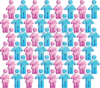 Pattern with blue men and pink women signs
