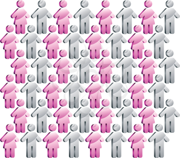 Pattern with gray men and pink women signs