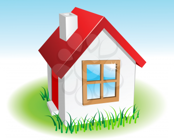 Small house icon with a green roof