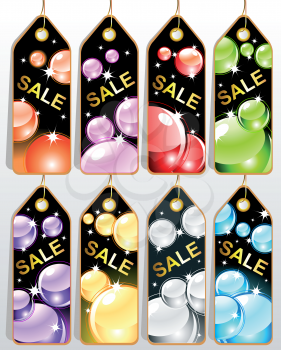 Set of christmas sale tags in different colors