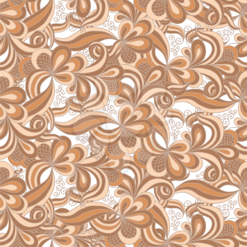 Seamless abstract hand drawn pattern in beige colors