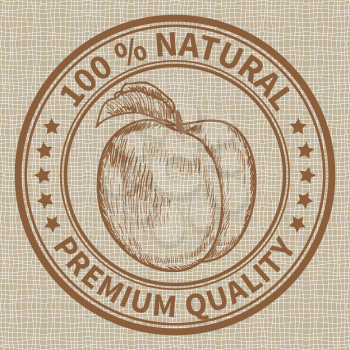 Stamp with the peach and the text 100% natural, premium quality