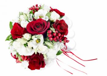 colorful flower wedding bouquet for bride isolated on white background