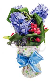 colorful bouquet from hyacinth arrangement centerpiece isolated on white background