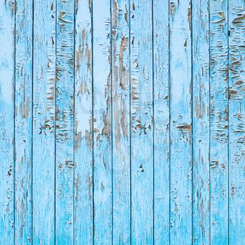 Vintage old blue wooden wall background. Closeup.