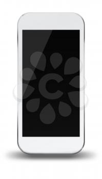 Smart phone with white screen isolated on white background. 3D illustration.