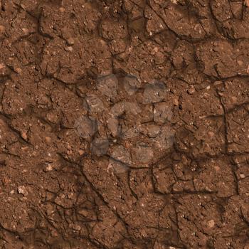 Cracked Brown Soil. Seamless Tileable Texture.