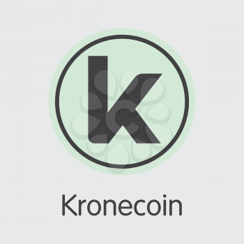 Kronecoin. Digital Currency. KRONE Colored Logo Isolated on Grey Background. Stock Vector Sign Icon.
