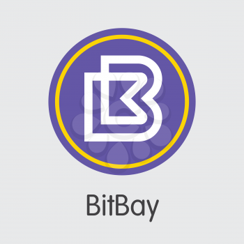 Bitbay Finance. Virtual Currency - Vector Coin Pictogram. Modern Computer Network Technology Pictogram Symbol. Digital Coin Pictogram of BAY. Concept Design Element.