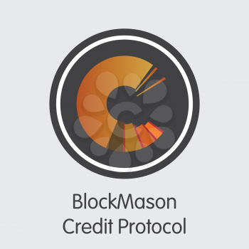 Blockmason Credit Protocol. Crypto Currency. BCPT Trading Sign Isolated on Grey Background. Stock Vector Coin Pictogram.