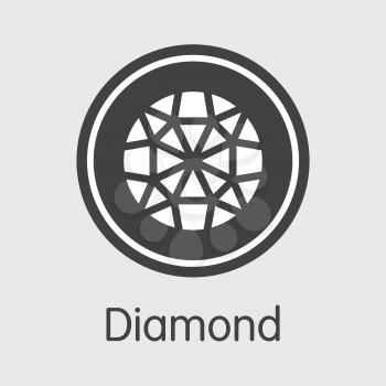 Crypto Currency Diamond. Net Banking and DMD Mining Vector Concept. Cryptographic Currency Mining Finance Coin Pictogram.
