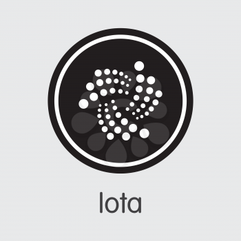 IOTA Criptocurrency Blockchain Icon on Grey Background. Virtual Currency. Vector Trading sign - IOT.
