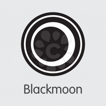 Blackmoon Blockchain Based Secure Cryptocurrency. Isolated on Grey BMC Vector Illustration.