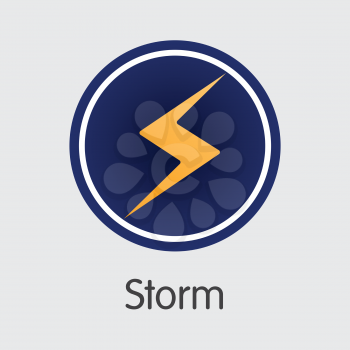 Vector Storm Virtual Currency Coin Illustration. Mining, Coin, Exchange. Vector Colored Logo of STORM.