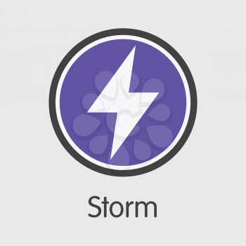 STORM - Storm. The Market Logo or Emblem of Virtual Currency, Market Emblem, ICOs Coins and Tokens Icon.