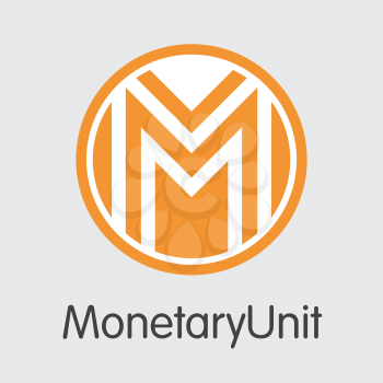 Monetaryunit Vector Pictogram for Internet Money. Crypto Currency Icon of MUE and Logo for using in Web Projects or Mobile Applications.