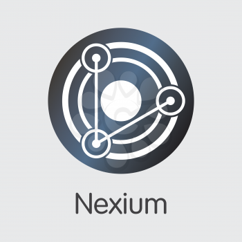 Nexium - Digital Currency Pictogram. Vector Logo of Virtual Currency Icon on Grey Background. Vector Pictogram Symbol NXC.