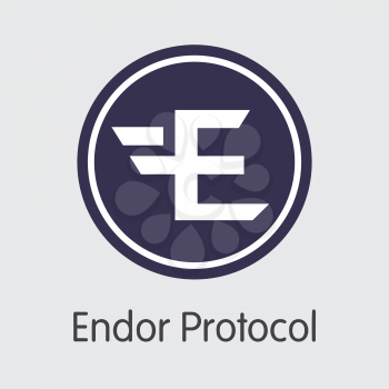 EDR - Endor Protocol. The Market Logo or Emblem of Virtual Momey, Market Emblem, ICOs Coins and Tokens Icon.