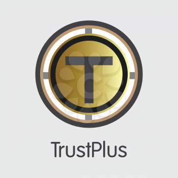 Trustplus Blockchain Based Secure Blockchain Cryptocurrency. Isolated on Grey TRUST Vector Trading Sign.