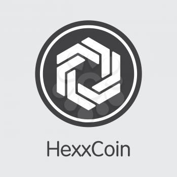 Hexxcoin. Virtual Currency. HXX Pictogram Symbol Isolated on Grey Background. Stock Vector Colored Logo.