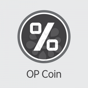 Digital Currency Op Coin. Net Banking and OPC Mining Vector Concept. Blockchain Cryptocurrency Mining Finance Logo.
