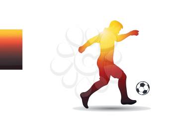 Soccer or Football Player Shooting a Ball Action. Outline Vector Illustration.