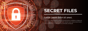 2d Illustration - Secret Files on Red Modern Safety Background. Poster Template. Great Vector illustration.