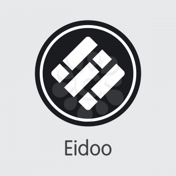 Eidoo - Cryptocurrency Pictogram. Vector Coin Illustration of Digital Currency Icon on Grey Background. Vector Web Icon EDO.