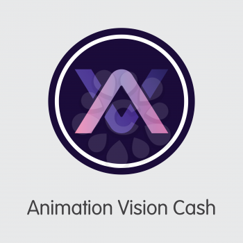 AVH - Animation Vision Cash. The Crypto Coins or Cryptocurrency Logo. Market Emblem, Coins ICOs and Tokens.