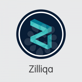 ZIL - Zilliqa. The Crypto Coins or Cryptocurrency Logo. Market Emblem, Coins ICOs and Tokens.