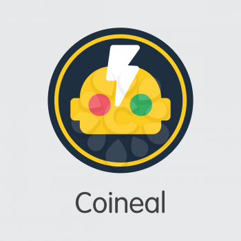 Exchange - Coineal. The Crypto Coins or Cryptocurrency Logo. Market Emblem, Coins ICOs and Tokens Icon.