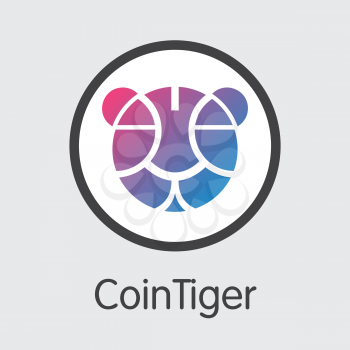 Exchange - Cointiger. The Crypto Coins or Cryptocurrency Logo. Market Emblem, Coins ICOs and Tokens Icon.