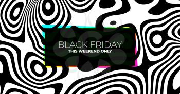 Black Friday Sale Banner with Black and White Lines or Stripes. Vector Geometric Pattern.