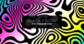 Black Friday Sale Banner with Trendy Colorful Optical illusions.