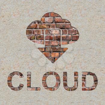 Royalty Free Photo of a Cloud Computing Concept on Brick