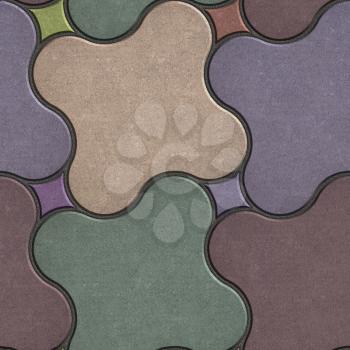 Multicolor Paving Stone in the Shape of Quatrefoil. Seamless Tileable Texture.