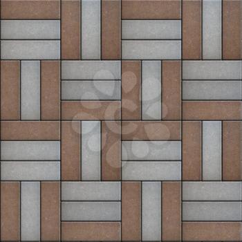 Brown and Gray Rectangles Randomly Laid Weave. Seamless Tileable Texture.