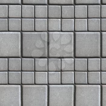 Gray Paving Slabs Lined with Squares of Different Value. Seamless Tileable Texture.