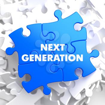 Next Generation on Blue Puzzle on White Background.