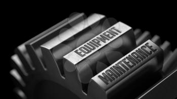 Equipment Maintenance on the Metal Gears on Black Background. 