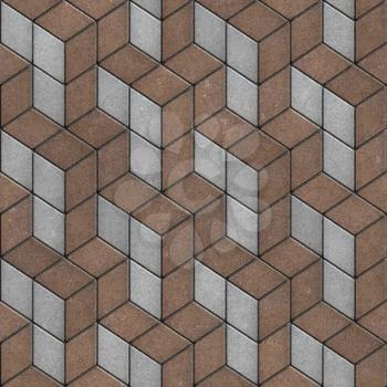 Brown and Gray Pavement in a Pattern of Rhombuses. Seamless Tileable Texture.