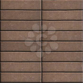 Paving Slabs Brown Lined with Narrow Rectangles. Seamless Tileable Texture.